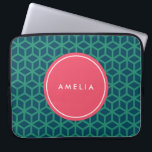 Personlig Namn Monogram Geometric Teal Laptop Sleeve<br><div class="desc">Modern geometrisk mönster tillsammans med rosa. Anpassa detta genom att lägga till ditt namn. Klicka på knappen "Anpassa" och du kan enkelt ersätta platshållartexten för att lägga till texten.</div>