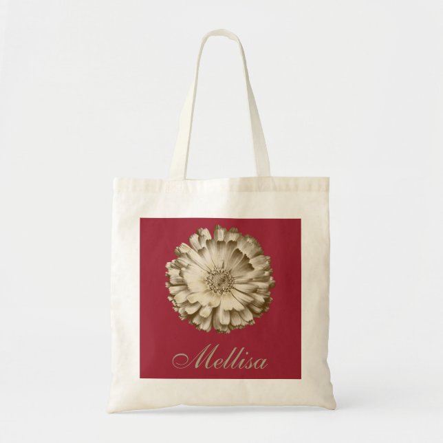 Personlig Namn Monogram Golden Solros Tygkasse (Framsidan)