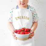 Personlig Namn Monogram | Guld Barnförkläde<br><div class="desc">De här personligens barnaproner har ditt barns namn i ett modernt, bågformat typsnitt, skapar dem perfekt för unga köksmästare, kreativets klädspel eller som konstnärer som röker kläder när de ritar. De här plattorna är gjorda av ett hållbart och rent väv och tillför en roligt, en personlig beröring, samtidigt som du...</div>