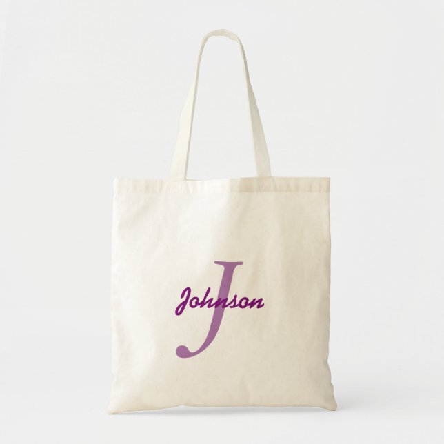 Personlig namn monogram lavender lila tygkasse (Framsidan)