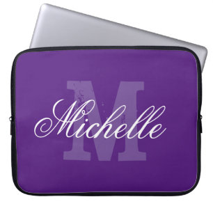 Personlig namn monogram lila laptop sleeve