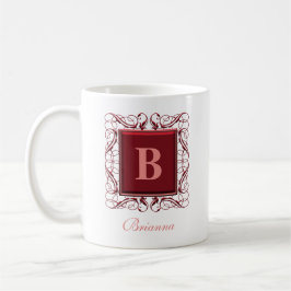 Personlig Namn Monogram Regal Stil (Röd) Kaffemugg