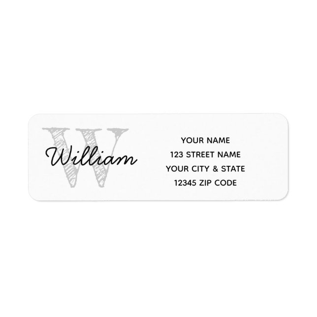 Personlig Namn Monogram-Returetiketter Returadress Etikett (Framsidan)