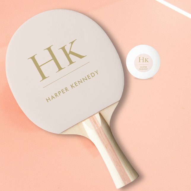 Personlig Namn Monogram  Rosa Guld Pingisracket (Skapare uppladdad)