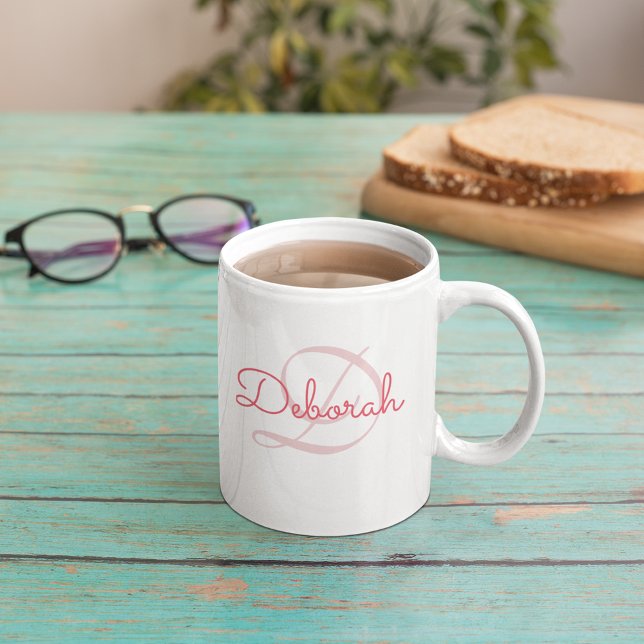 Personlig namn ~ monogram rosa Två-Tonad mugg (Skapare uppladdad)