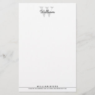 Personlig Namn Monogram Stationery Brevpapper