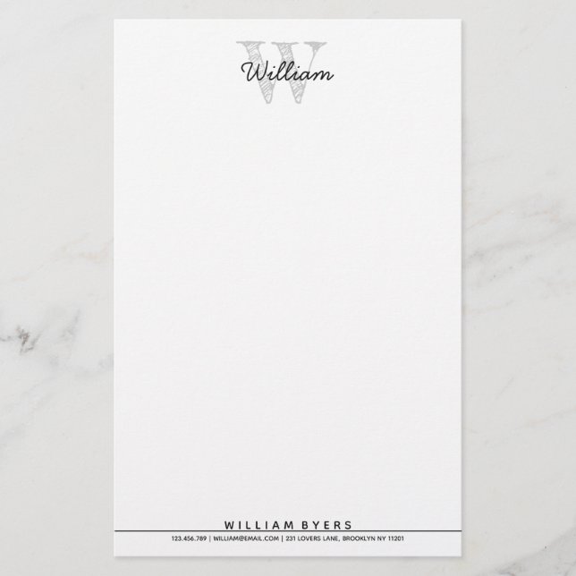 Personlig Namn Monogram Stationery Brevpapper (Framsida)