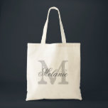Personlig namn monogram till påsen | GRÅTT Tygkasse<br><div class="desc">Personlig namn monogram till påsen | Ljust och mörk grått färg-kombination. Utformning av logotypen för elegant med monogrammat brev initialer. Cute vintage-presentidé för brud och brudtärnor på bröllop.</div>
