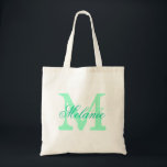 Personlig namn monogram till påsen | Mint-grönt Tygkasse<br><div class="desc">Personlig namn monogram till påsen | Minten grönt färg. Utformning av logotypen för elegant med monogrammat brev initialer. Cute vintage-presentidé för brud,  blomflickor,  maid of honor och brudar i bröllop.</div>