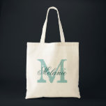 Personlig namn monogram till påsen | Turkos Tygkasse<br><div class="desc">Personlig namn monogram till påsen | Turkos blue/teal grönt färg. Utformning av logotypen för elegant med monogrammat brev initialer. Cute vintage-presentidé för brud och brudtärnor på bröllop.</div>