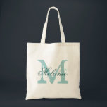 Personlig namn monogram till påsen | Turkos Tygkasse<br><div class="desc">Personlig namn monogram till påsen | Turkos blue/teal grönt färg. Utformning av logotypen för elegant med monogrammat brev initialer. Cute vintage-presentidé för brud och brudtärnor på bröllop.</div>