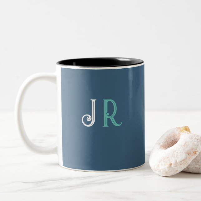 Personlig Namn Monogram Två-Tonad Mugg (Med munk)