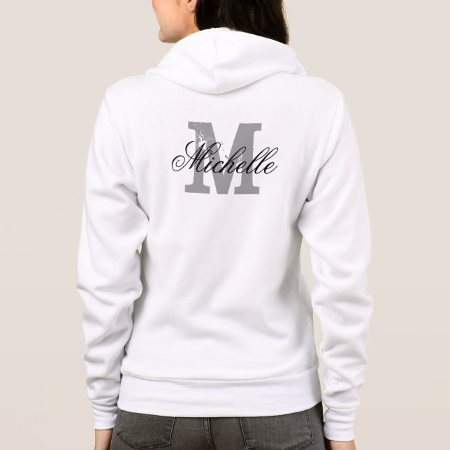 Personlig namn monogram ull hoodie för kvinnor tröja (Baksida)