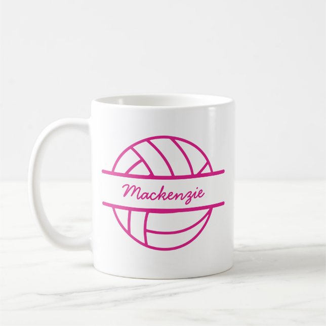 Personlig Namn Monogram Volleyball Kaffemugg (Vänster)
