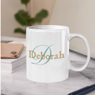 Personlig Namn Monogram White Kaffemugg