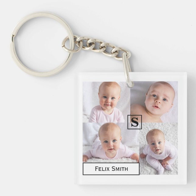 Personlig Namn Monogrammed 4 fotokollage (Framsidan)