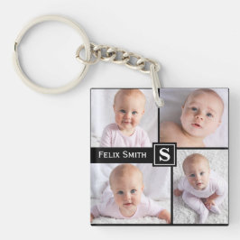 Personlig Namn Monogrammed 4 fotokollage