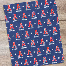 Personlig Namn Monogrammed Star Red Navy