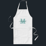 Personlig namn monogramplatta | Blått turkos Långt Förkläde<br><div class="desc">Personlig namn monogramplatta | Turkos blå. Elegant med monogrammet BBQ/för manar kök,  kvinnor och barn. Snyggtens skripttypografi initialt brev. Barbecue/bakande aprons in khaki beige/standards white and gult. Long och kort. Gör en till mamma,  mor,  hustru,  moster,  mormor,  dotter,  flickvän osv.</div>