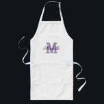 Personlig namn monogramplatta | Lavender lila Långt Förkläde<br><div class="desc">Personlig namn monogramplatta | Lavender lila. Elegant med monogrammet BBQ/för manar kök,  kvinnor och barn. Snyggtens skripttypografi initialt brev. Barbecue/bakande aprons in khaki beige/standards white and gult. Long och kort. Gör en till mamma,  mor,  hustru,  moster,  mormor,  dotter,  flickvän osv.</div>