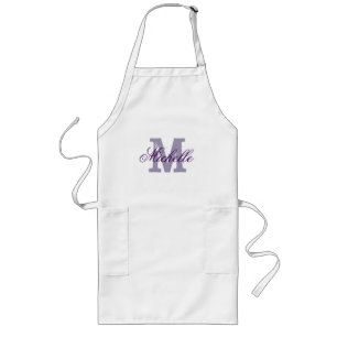 Personlig namn monogramplatta   Lavender lila Långt Förkläde