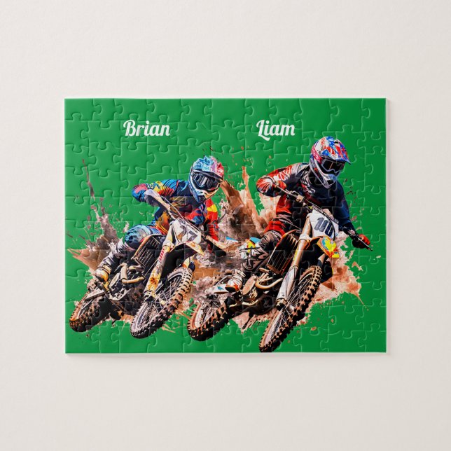 Personlig namn Motocross Puzzle Pussel (Horisontell)
