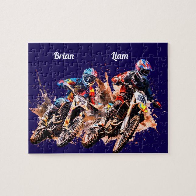 Personlig namn Motocross Puzzle Pussel (Horisontell)