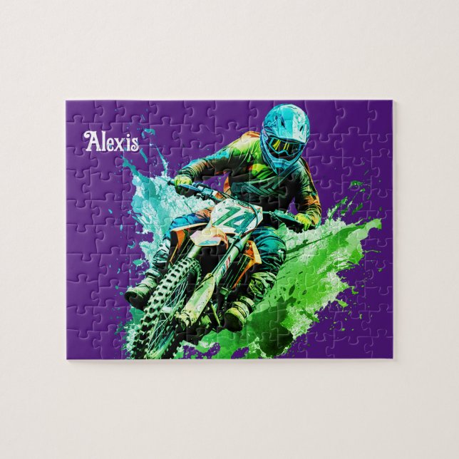Personlig namn Motocross Puzzle Pussel (Horisontell)