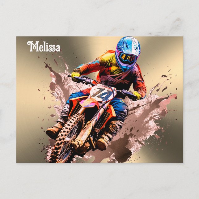 Personlig namn Motocross Vykort (Framsida)
