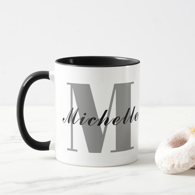 Personlig namn mugg, anpassad monogram initial pre mugg (Med munk)