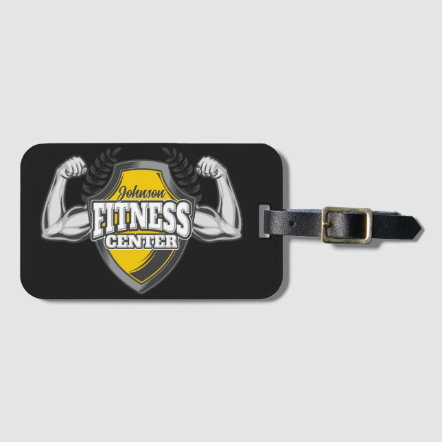 Personlig NAMN Muscle Fitness Trainer Gym Bagagebricka (Framsida horisontal)