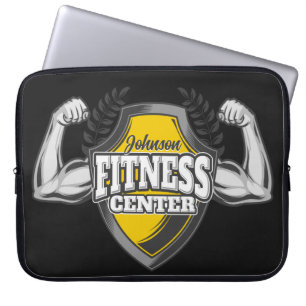 Personlig NAMN Muscle Fitness Trainer Gym Laptop Fodral
