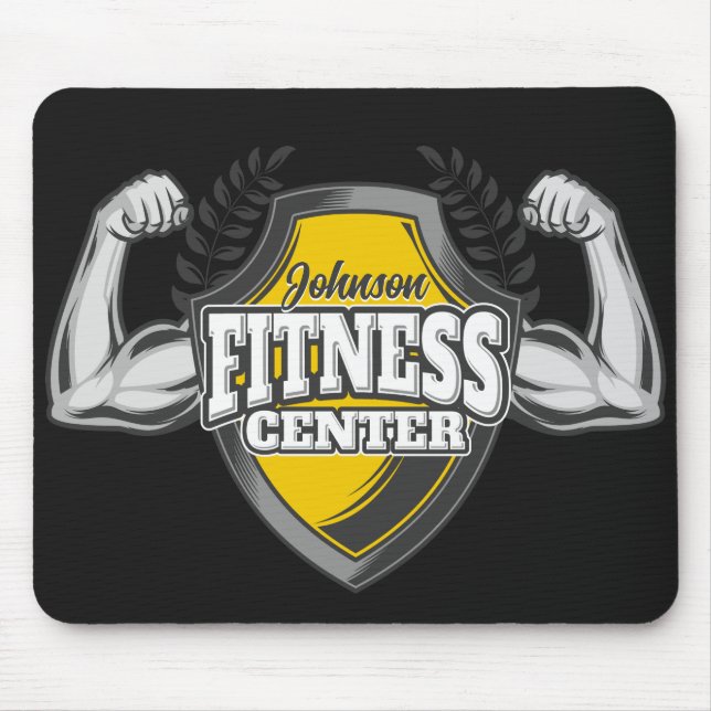 Personlig NAMN Muscle Fitness Trainer Gym Musmatta (Framsidan)