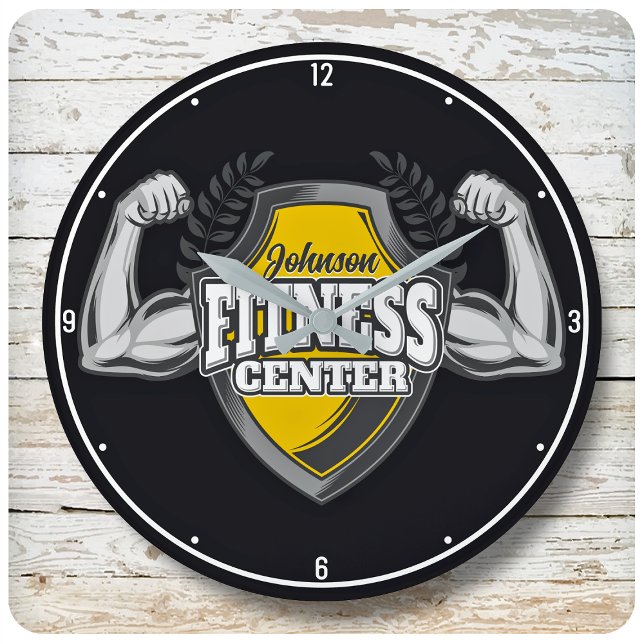 Personlig NAMN Muscle Fitness Trainer Gym Stor Klocka (Skapare uppladdad)