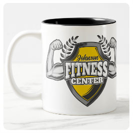 Personlig NAMN Muscle Fitness Trainer Gym Två-Tonad Mugg