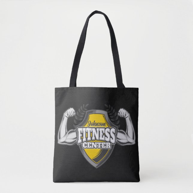 Personlig NAMN Muscle Fitness Trainer Gym Tygkasse (Framsida)