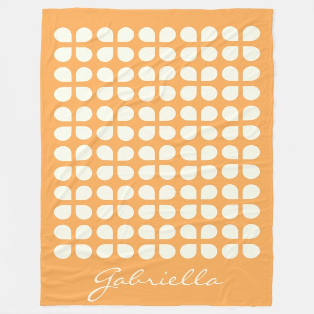 Personlig Namn Mustard Gult Geometric Warm Fleecefilt (Framsidan)