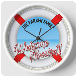 Personlig NAMN Nautical Sailing Lifeguard Buoy Stor Klocka