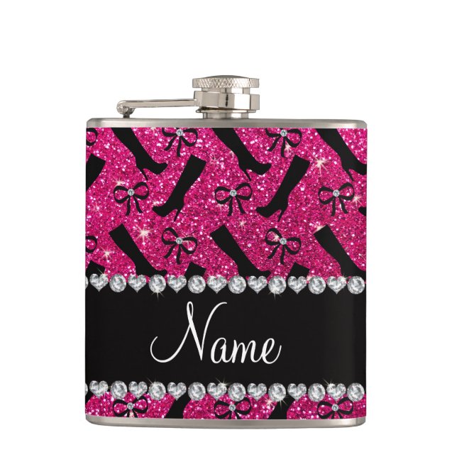Personlig namn, neon shock rosa, bågar fickplunta (Framsidan)