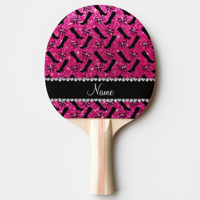 Personlig namn, neon shock rosa, bågar pingisracket (Framsidan)