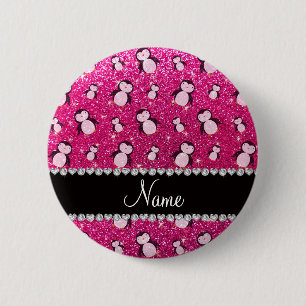 Personlig namn, neon shock rosa penguins knapp