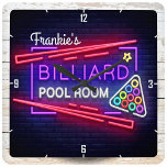 Personlig NAMN Neon Stil Billiards Bassäng Bord Fyrkantig Klocka<br><div class="desc">Anpassa denna verkligt unika,  naturtrogna Bassäng-Bord-miljardstugan Neon-skylten Stil Gift. Perfekt till mangrottan (eller kvinnogrottan!) ,  hot rod klassisk bilverkstad eller köket pub. Anpassa med namn eller Anpassningsbar Text!</div>