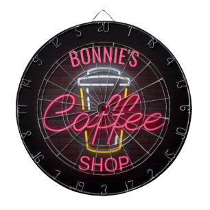 Personlig NAMN Neon Stil Coffee Shop Anpassningsba Darttavla