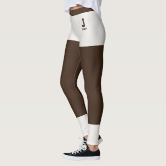 Personlig Namn Neutral Klassisk Espresso Monogram Leggings