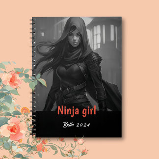 Personlig Namn Ninja Girl Notebook Anteckningsbok