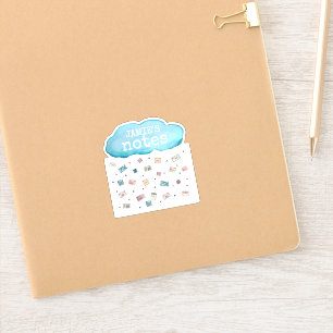 Personlig Namn Notes Rain Cloud Klistermärken