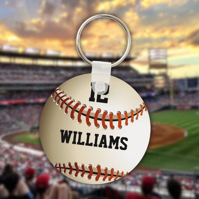Personlig Namn Nummer Baseboll Nyckelring (Personalized Name Number Baseball Keychain)