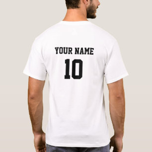 Personlig Namn nummer, svart fram, vit bak T Shirt