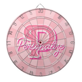 Personlig Namn och Bokstav på Pastell Rosa Färg Darttavla