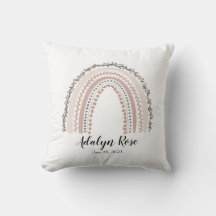 Personlig Namn och Date Boho Rainbow Pillow